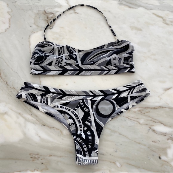 EMILIO PUCCI BLACK WHITE GRAY BIKINI SIZE IT 42 / US 8 - Picture 5 of 16
